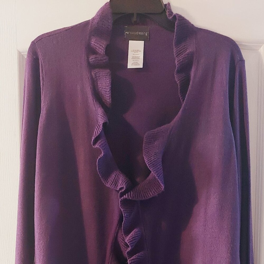 Purple Open Front Cardigan by JMS Easy Dressing Sz 1X/16W